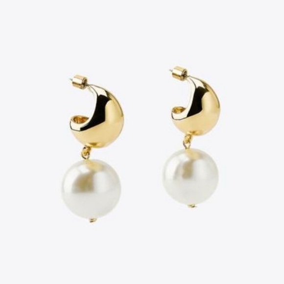 ZARA PEARL BEAD HOOP EARRINGS - Picture 3 of 6